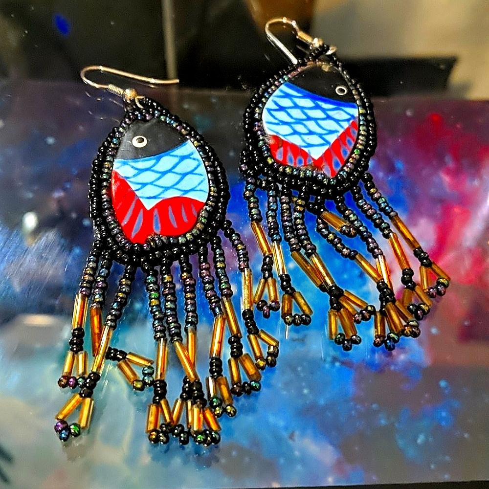 Fish earrings dangle tropical island